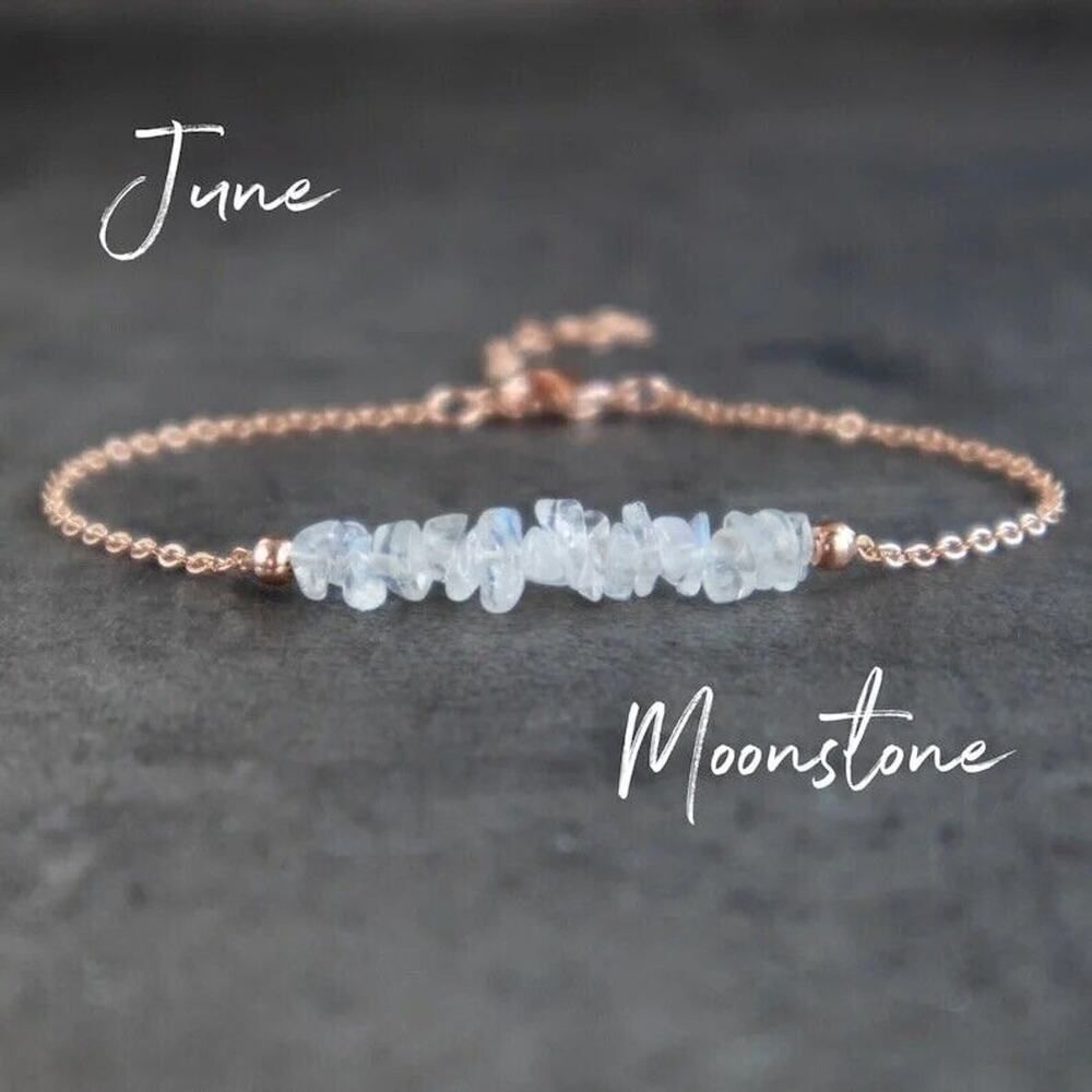 VIKIKO Gold Chain Manufactured Moonstone Beaded June Birthstone Bracelet Boho